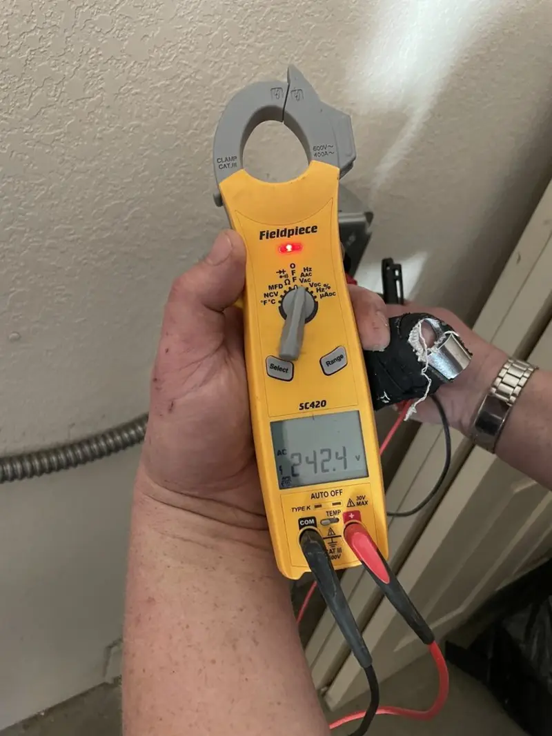 Voltage testing with clamp meter during Hot Tub / Pool Electrical Wiring in Walkertown
